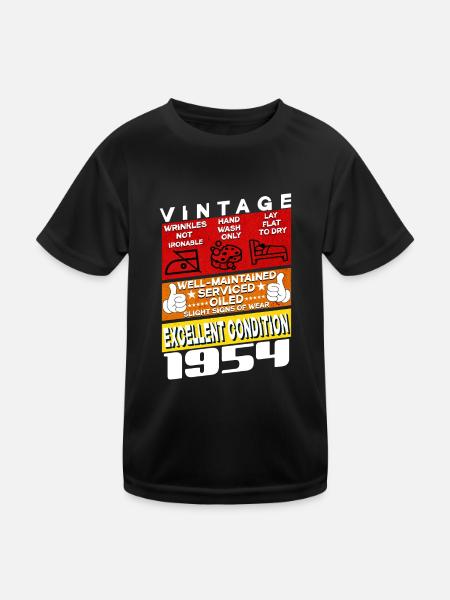 71 years old Vintage 1954 women & men Birthday - Kids Functional T-Shirt - black - Front