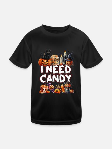 Fête d’Halloween Enfants J’AI BESOIN DE BONBONS Drôle - T-shirt sport Enfant - noir - Devant