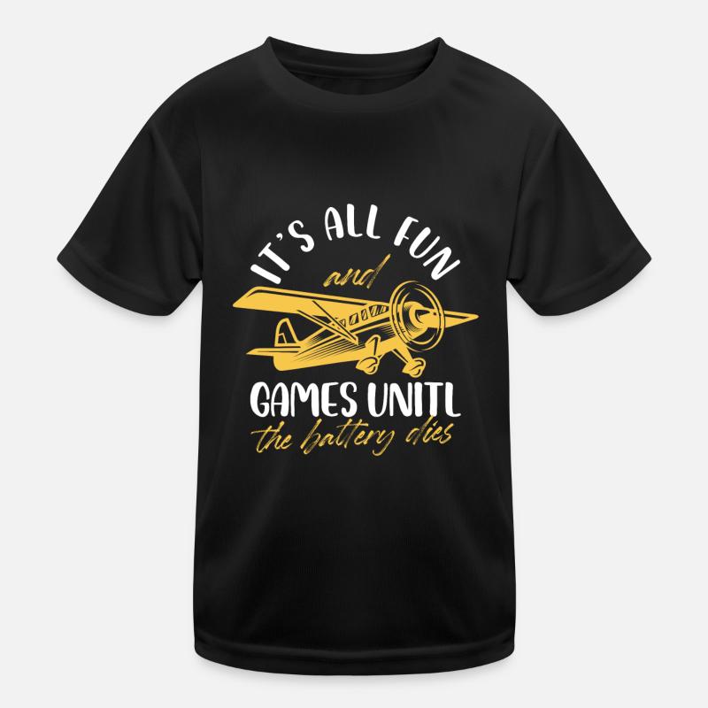 Est tout le plaisir et les jeux jusqu’à ce que la batterie meurt Design T-shirt sport Enfant