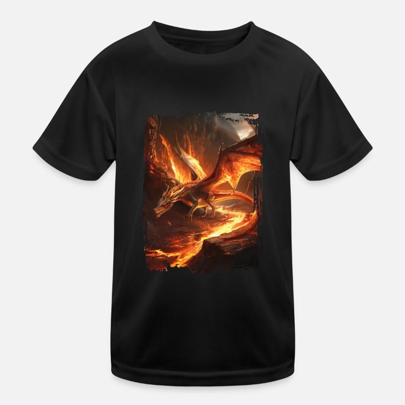 Drachen - Kinder Funktions-T-Shirt - Schwarz