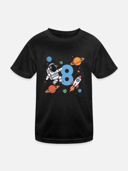 8ème anniversaire Garçons 8 ans Astronaute Anniversaire - T-shirt sport Enfant - noir - Devant