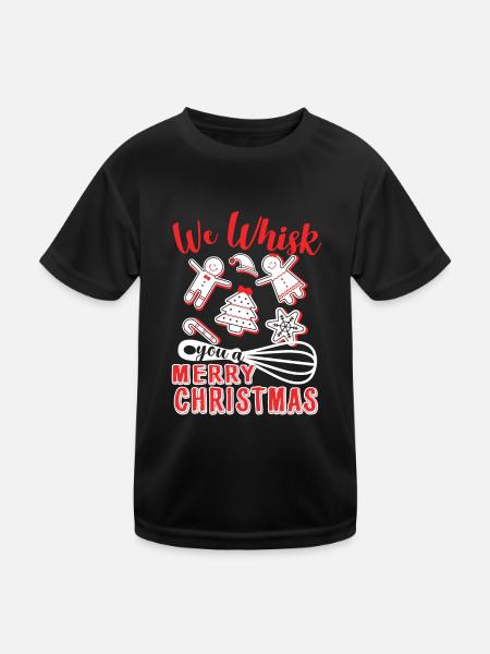 Christmas Baker We Whisk You A Merry Christmas - Kids Functional T-Shirt - black - Front