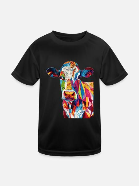 Kuh - Kinder Funktions-T-Shirt - Schwarz