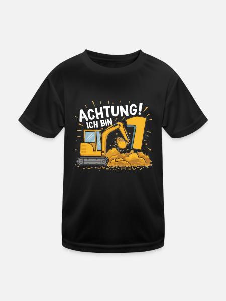 1er anniversaire garçon 1 an chantier de construction d’excavatrice - T-shirt sport Enfant - noir - Devant