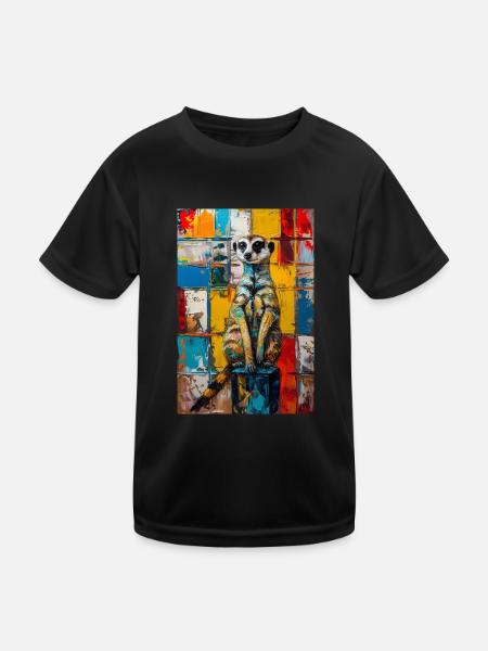 Erdmännchen - Kinder Funktions-T-Shirt - Schwarz