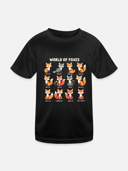 Viele Fuchsarten - Welt der Füchse - Kinder Funktions-T-Shirt - Schwarz - Vorne