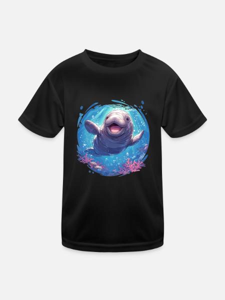 Seekuh Manatees Manatee - Kids Functional T-Shirt - black - Front