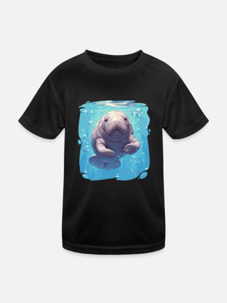 Seekuh Manatees Manatee - Kids Functional T-Shirt - black - Front