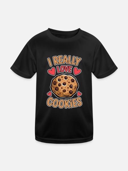 Cookies Saying Chocolate Cookies Funny Cookie Gift - Kids Functional T-Shirt - black - Front