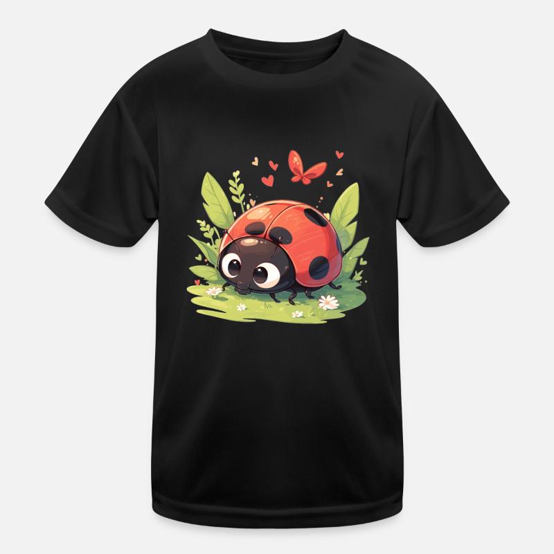 Ladybug Marienkäfer - Kinder Funktions-T-Shirt - Schwarz