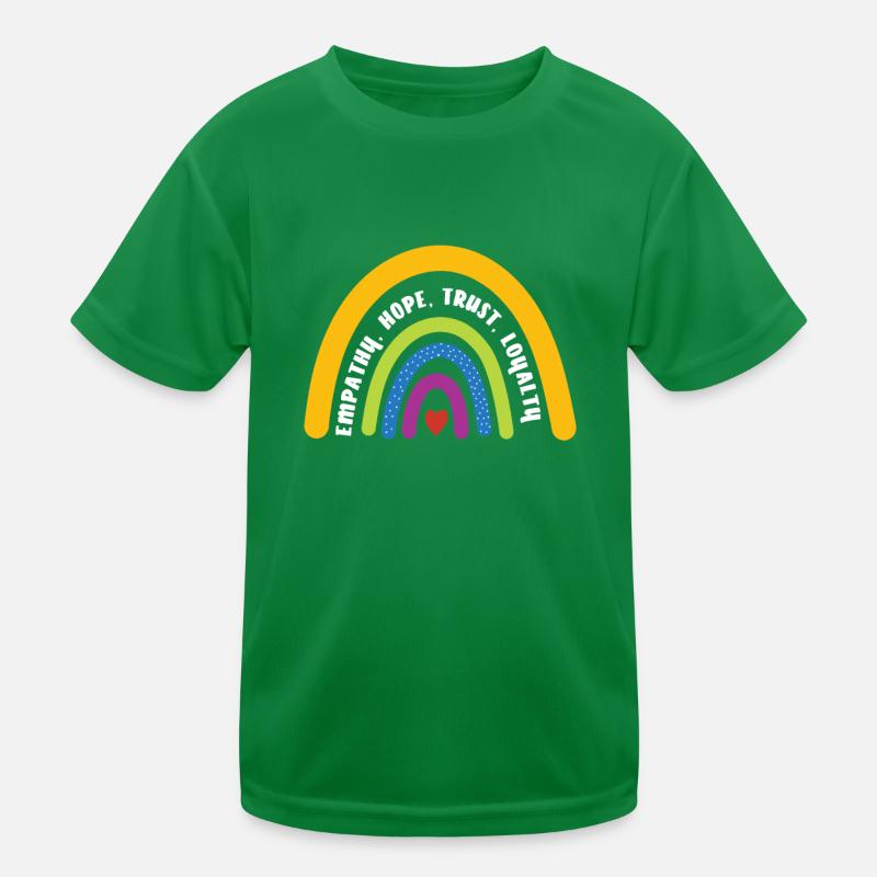 Empathy Hope Trust Loyalty Rainbow Kids Functional T-Shirt