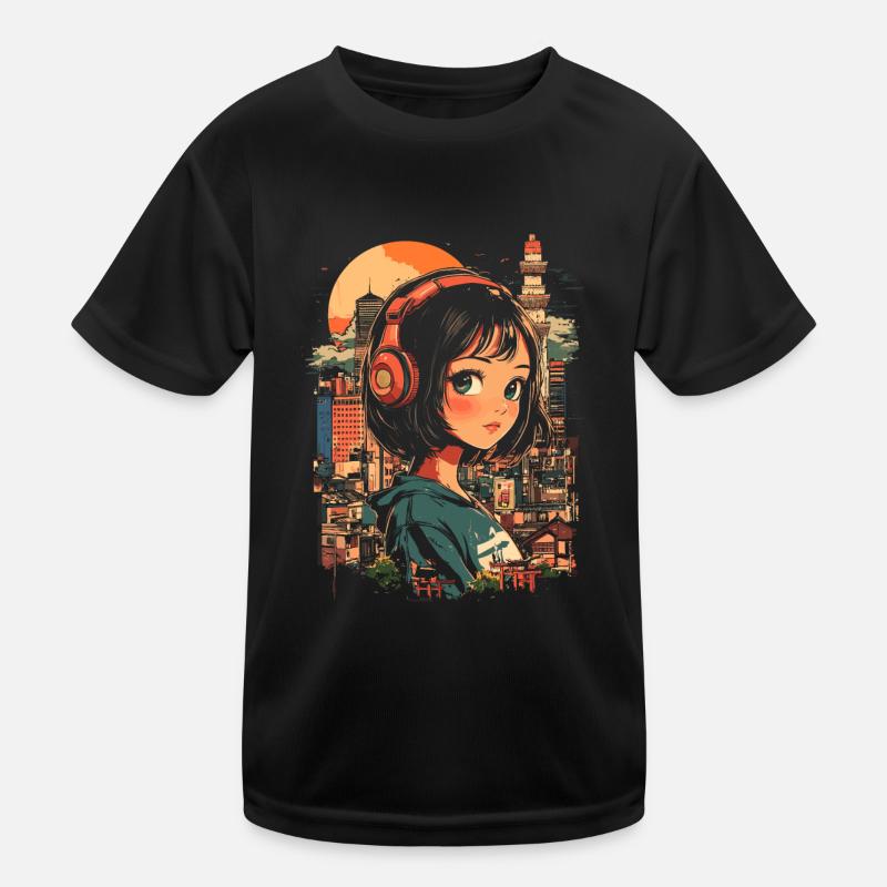 Anime Mädchen Japan Kinder Funktions-T-Shirt