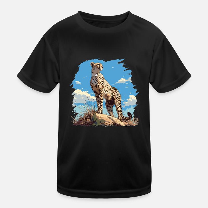 Cheetah Geparde Gepard Kinder Funktions-T-Shirt