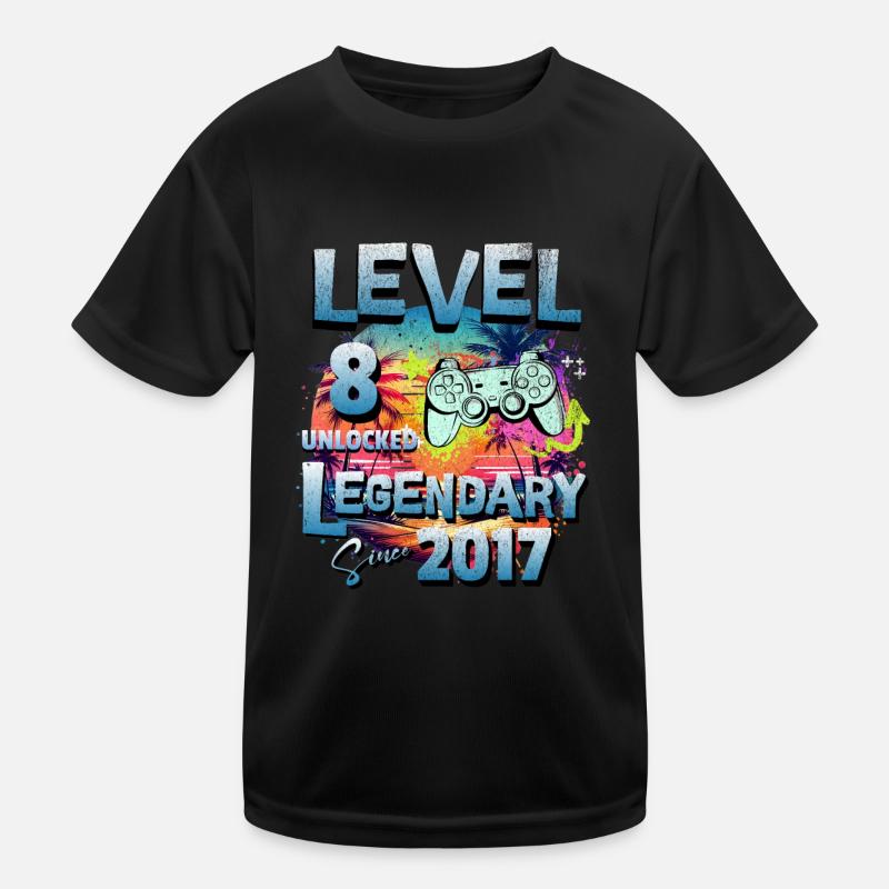 Level 8 Unlocked since 2017 Birthday Kids Functional T-Shirt