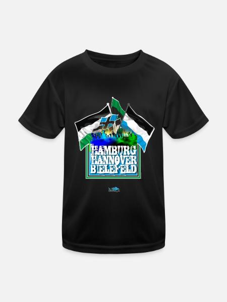 Hamburg - Hannover - Bielefeld - Kinder Funktions-T-Shirt - Schwarz