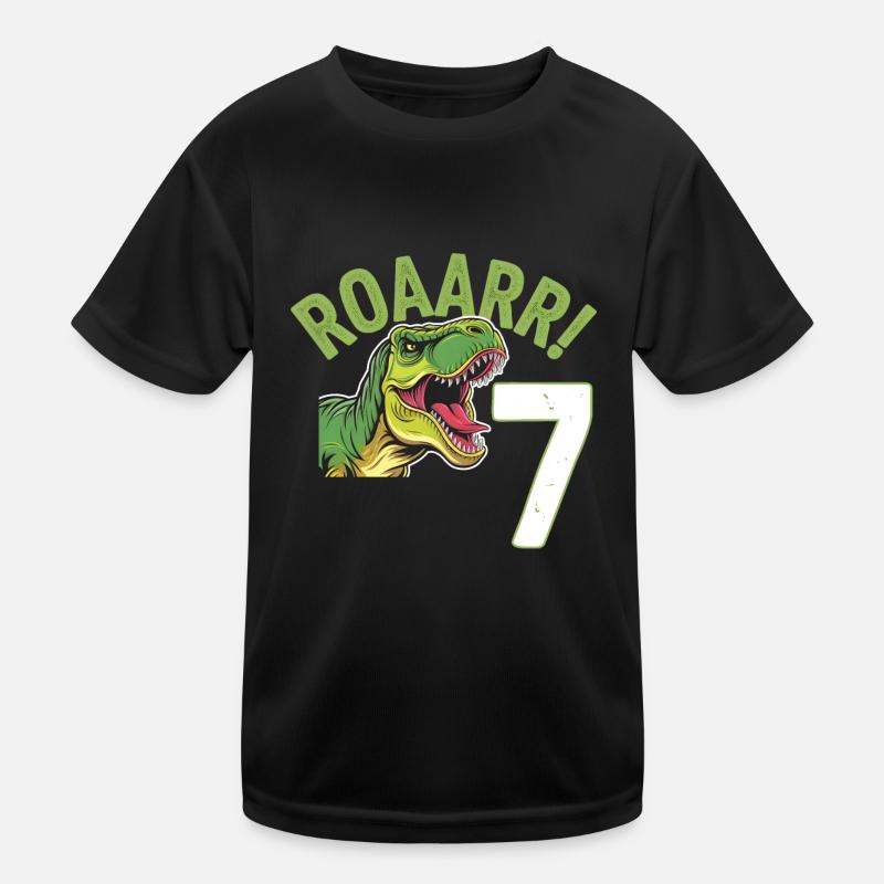 7th Birthday 7 Years Dino Dinosaur Fan Kids Functional T-Shirt