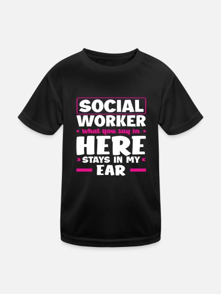 Social worker What you say here stays in my - Kids Functional T-Shirt - black - Front