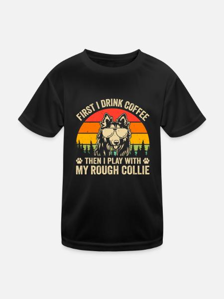 D’abord je bois du café puis je joue avec mon col rugueux - T-shirt sport Enfant - noir - Devant