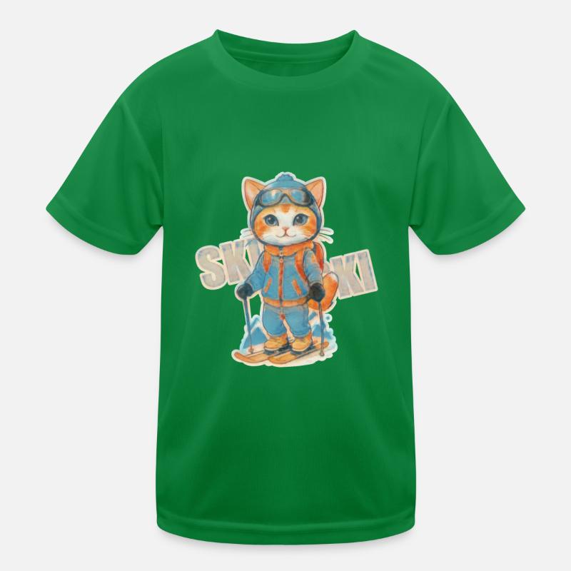Adorable aventure de chat skieur T-shirt sport Enfant