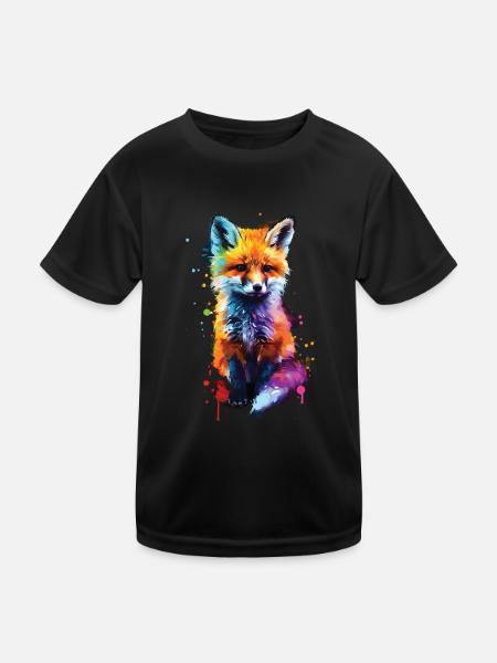 Fuchs - Kinder Funktions-T-Shirt - Schwarz