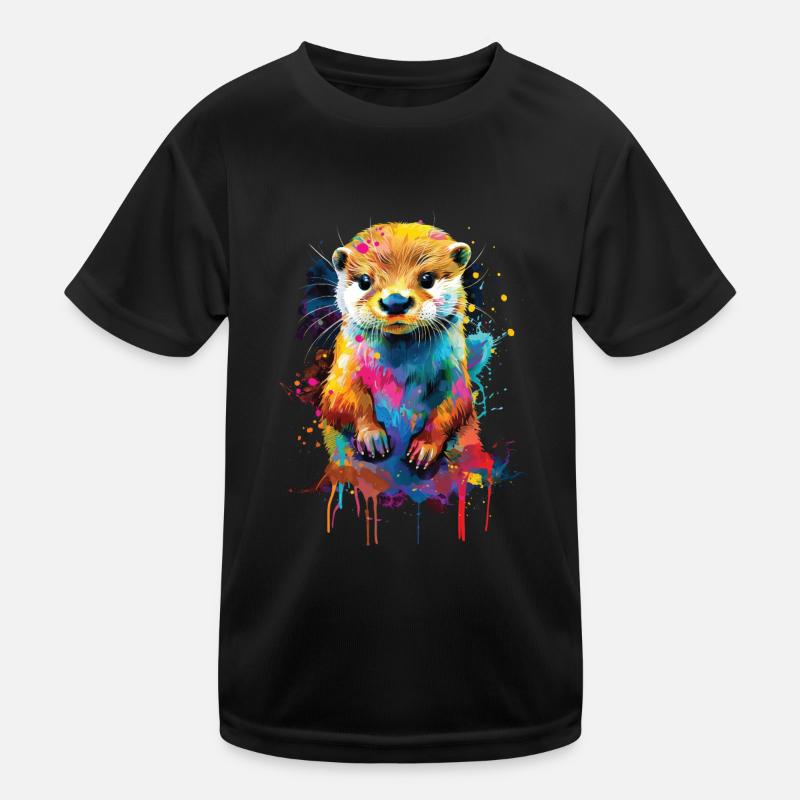 Otter - Kinder Funktions-T-Shirt - Schwarz