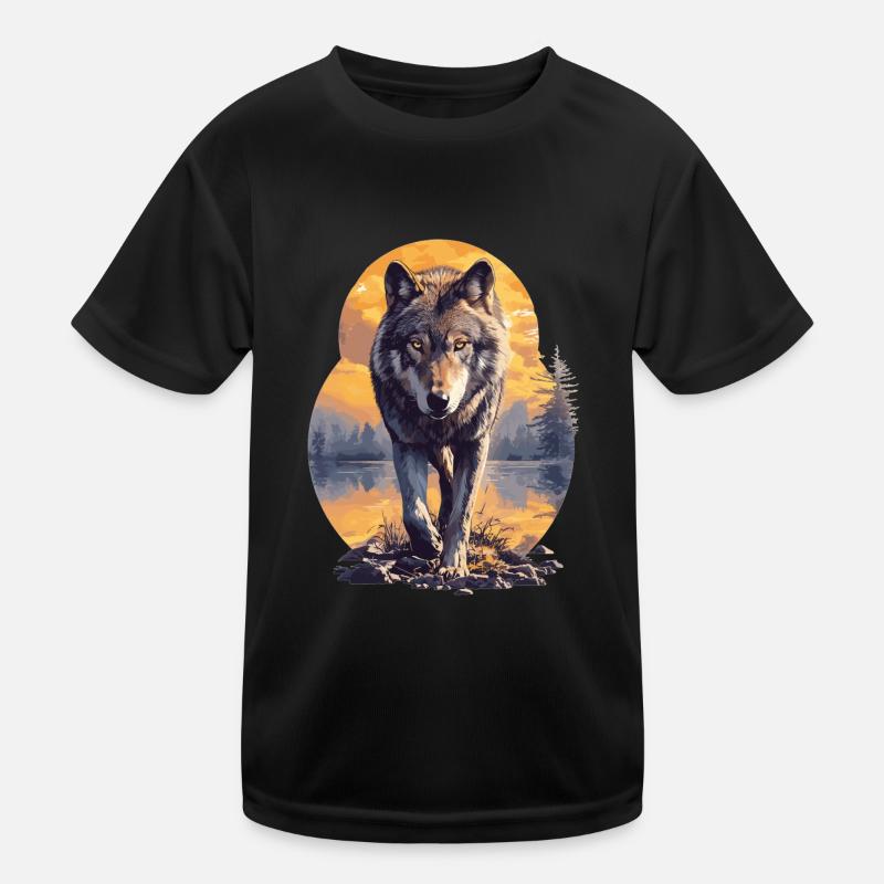 Wölfe Wolf Kinder Funktions-T-Shirt