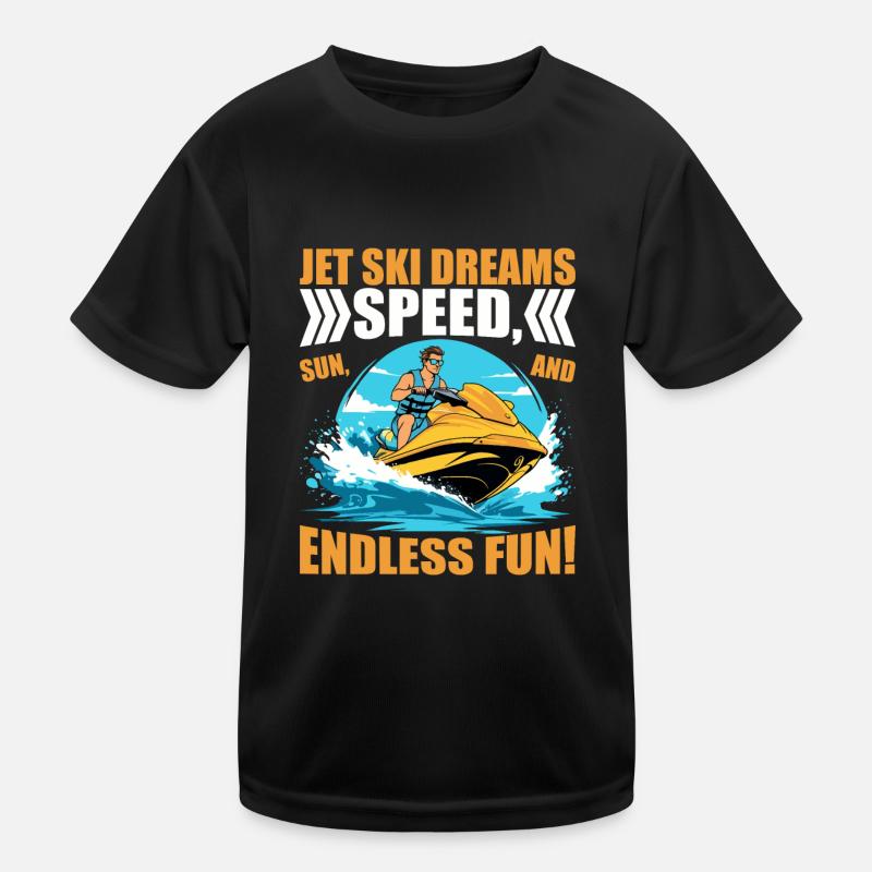Jet Ski dreams: speed, sun, and endless fun! Kids Functional T-Shirt