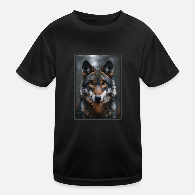 Wölfe Wolf - Kinder Funktions-T-Shirt - Schwarz
