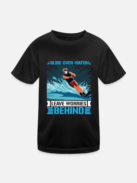 Gleiten Sie über das Wasser, lassen Sie die Sorgen hinter sich. - Kinder Funktions-T-Shirt - Schwarz - Vorne