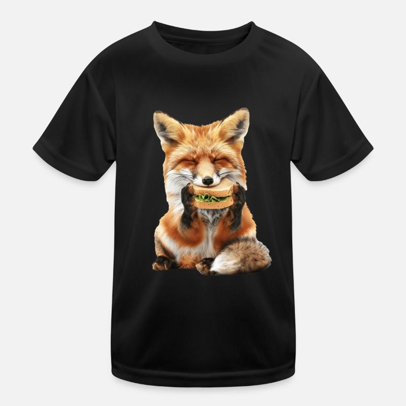 Fuchs - Kinder Funktions-T-Shirt - Schwarz