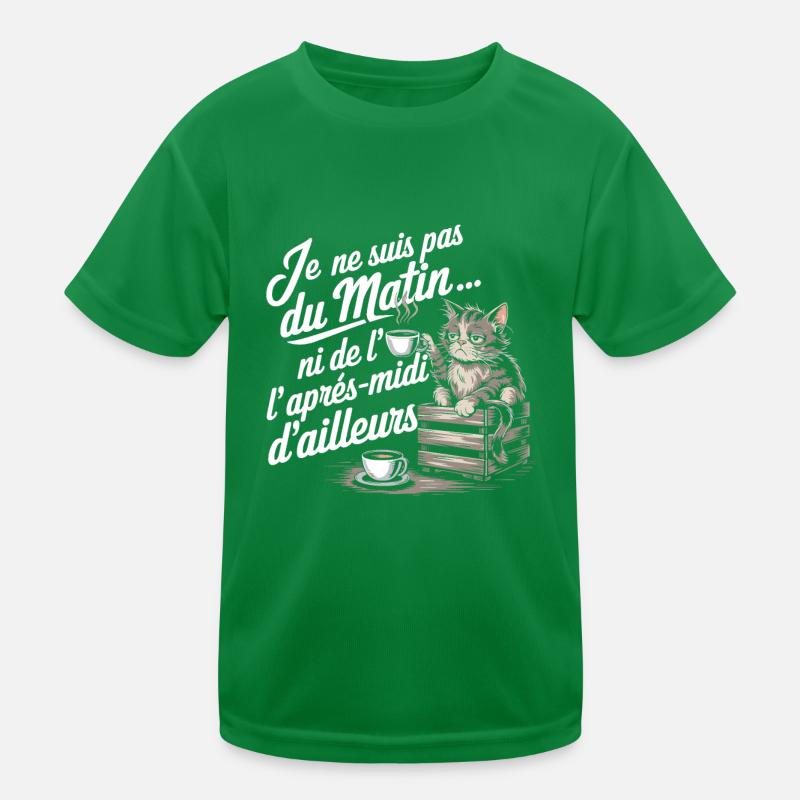Ich bin keine morgendliche Katze Humor Kaffee Kinder Funktions-T-Shirt