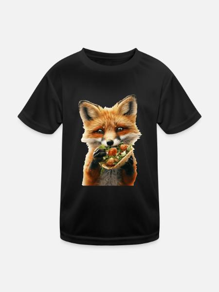 Fuchs - Kinder Funktions-T-Shirt - Schwarz