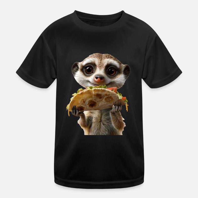 Erdmännchen - Kinder Funktions-T-Shirt - Schwarz