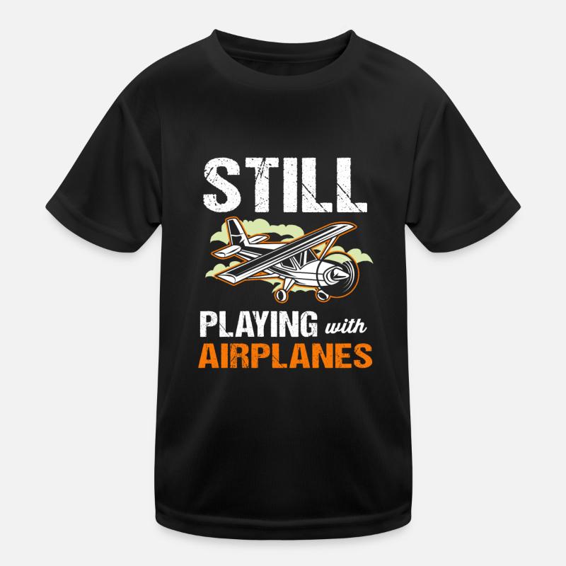 Pilot Flugzeug - Kinder Funktions-T-Shirt - Schwarz