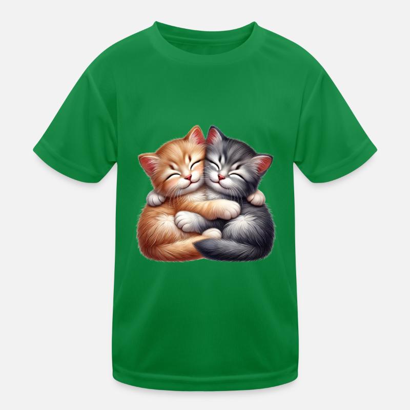 Deux chatons câlins dans une étreinte affectueuse T-shirt sport Enfant