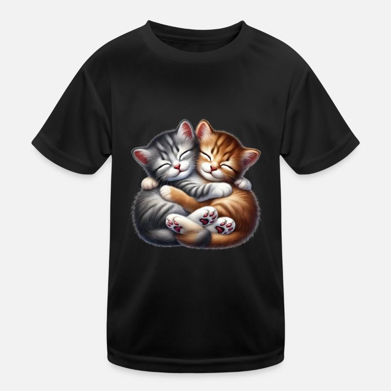 Deux chatons câlins dans une étreinte affectueuse T-shirt sport Enfant
