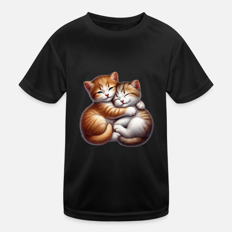 Deux chatons câlins dans une étreinte affectueuse T-shirt sport Enfant