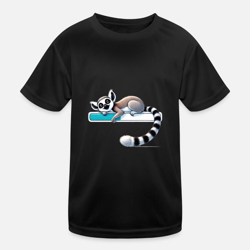 Sleeping Lemur on Loading Bar Kids Functional T-Shirt