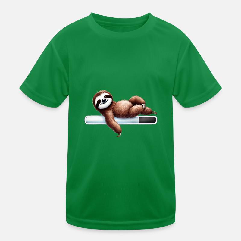 Sloth Chills On Loading Bar Kids Functional T-Shirt