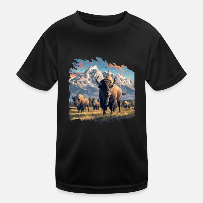 Bisons Bison - Kinder Funktions-T-Shirt - Schwarz