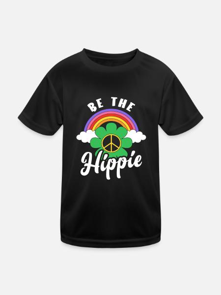 Be The Hippie Friedenszeichen Regenbogen Hippie - Kinder Funktions-T-Shirt - Schwarz - Vorne