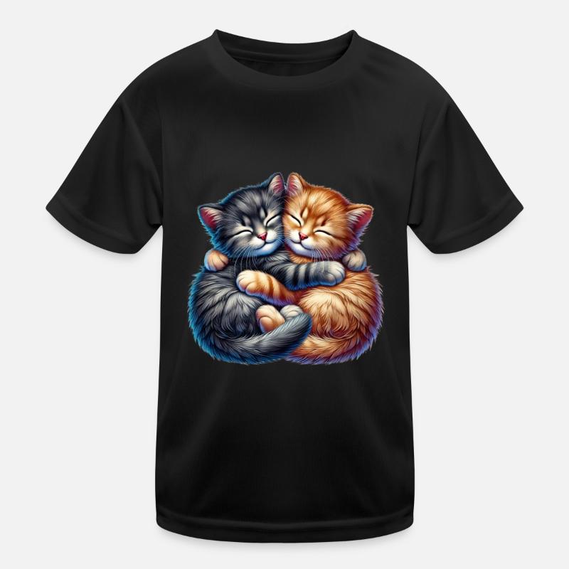 Deux chatons câlins dans une étreinte affectueuse T-shirt sport Enfant