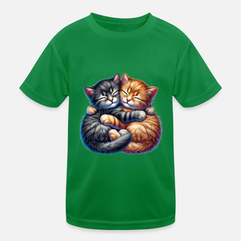 Deux chatons câlins dans une étreinte affectueuse T-shirt sport Enfant