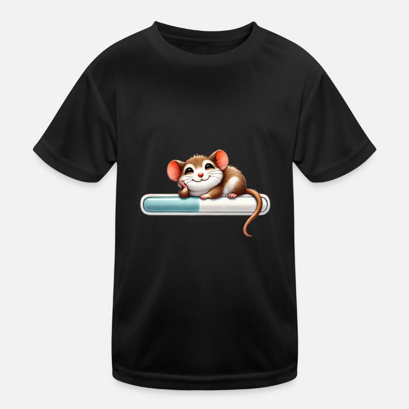 Relaxed mouse on loading bar Kids Functional T-Shirt