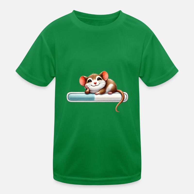 Relaxed mouse on loading bar Kids Functional T-Shirt
