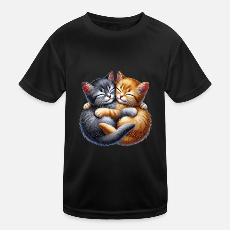 Deux chatons câlins dans une étreinte affectueuse T-shirt sport Enfant