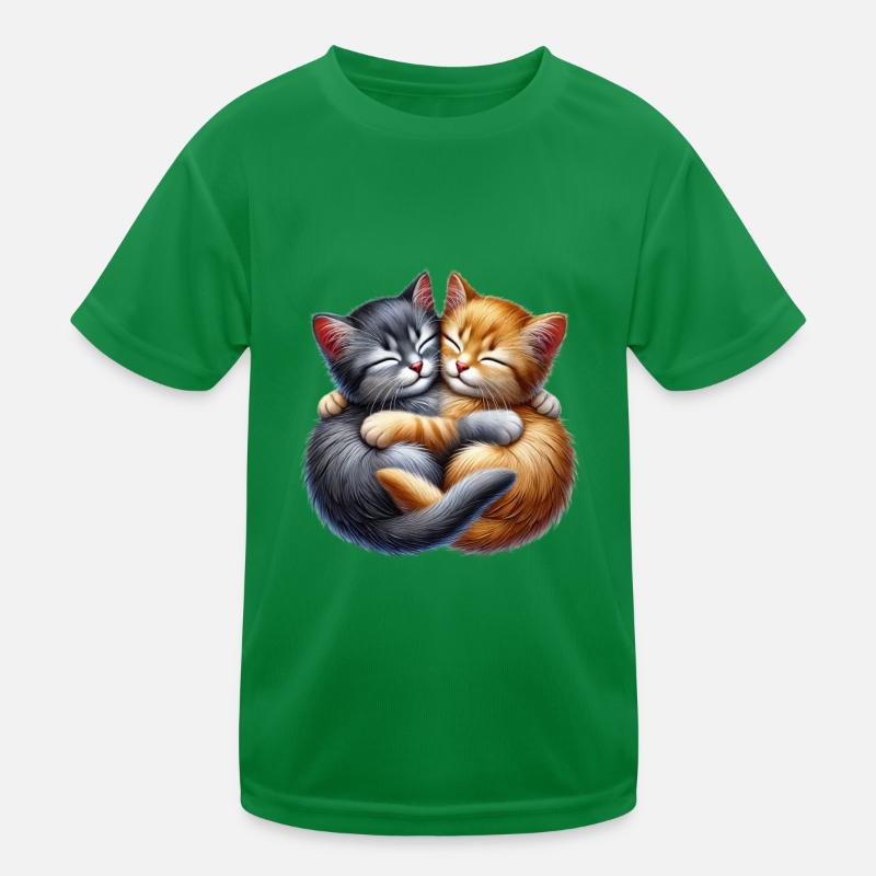 Deux chatons câlins dans une étreinte affectueuse T-shirt sport Enfant