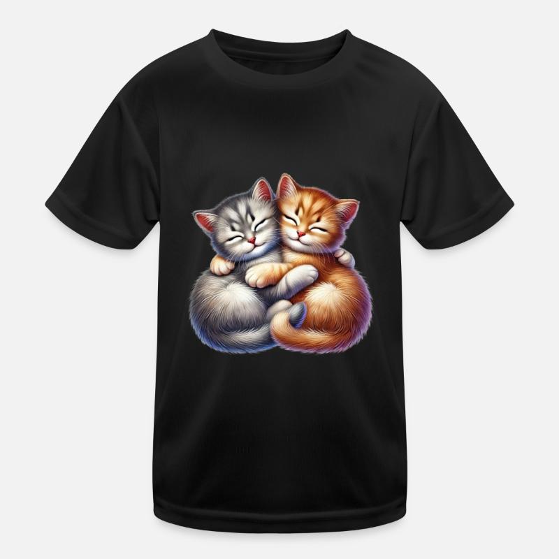 Deux chatons câlins dans une étreinte affectueuse T-shirt sport Enfant