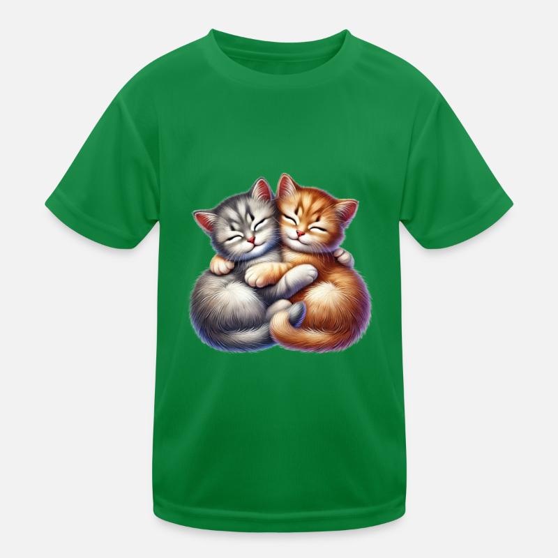 Deux chatons câlins dans une étreinte affectueuse T-shirt sport Enfant