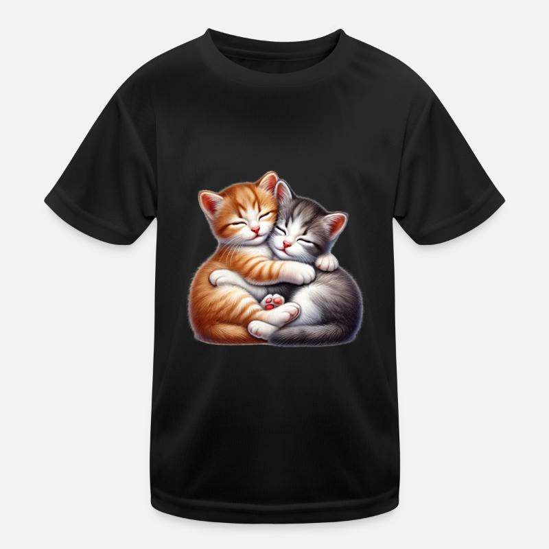 Deux chatons câlins dans une étreinte affectueuse T-shirt sport Enfant